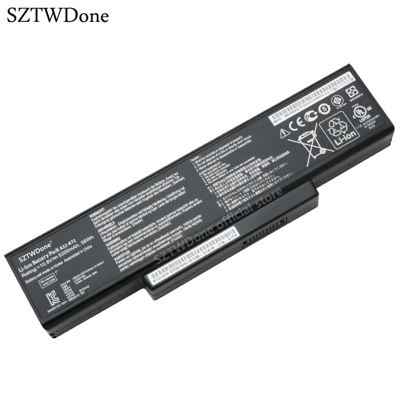 SZTWDone A32 K72 Аккумулятор для ноутбука ASUS N71 K72Y K73 K73B K73BY K73E K73J K73JK K73S K73SD K73SJ K73SM K73SV