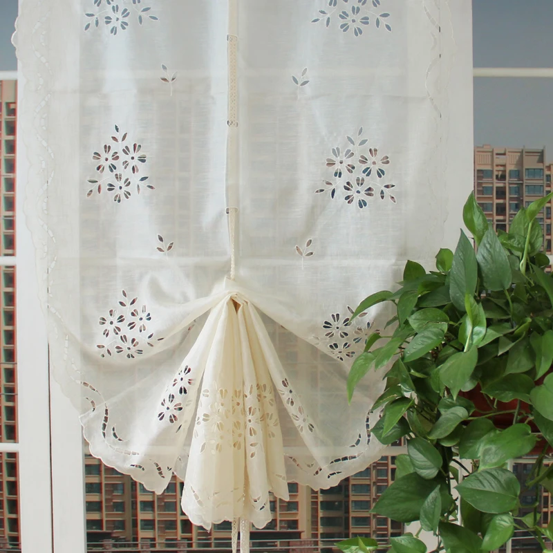 Занавеска на окно ZHH 1 шт. занавеска из органзы с вышитыми цветами регулируемой