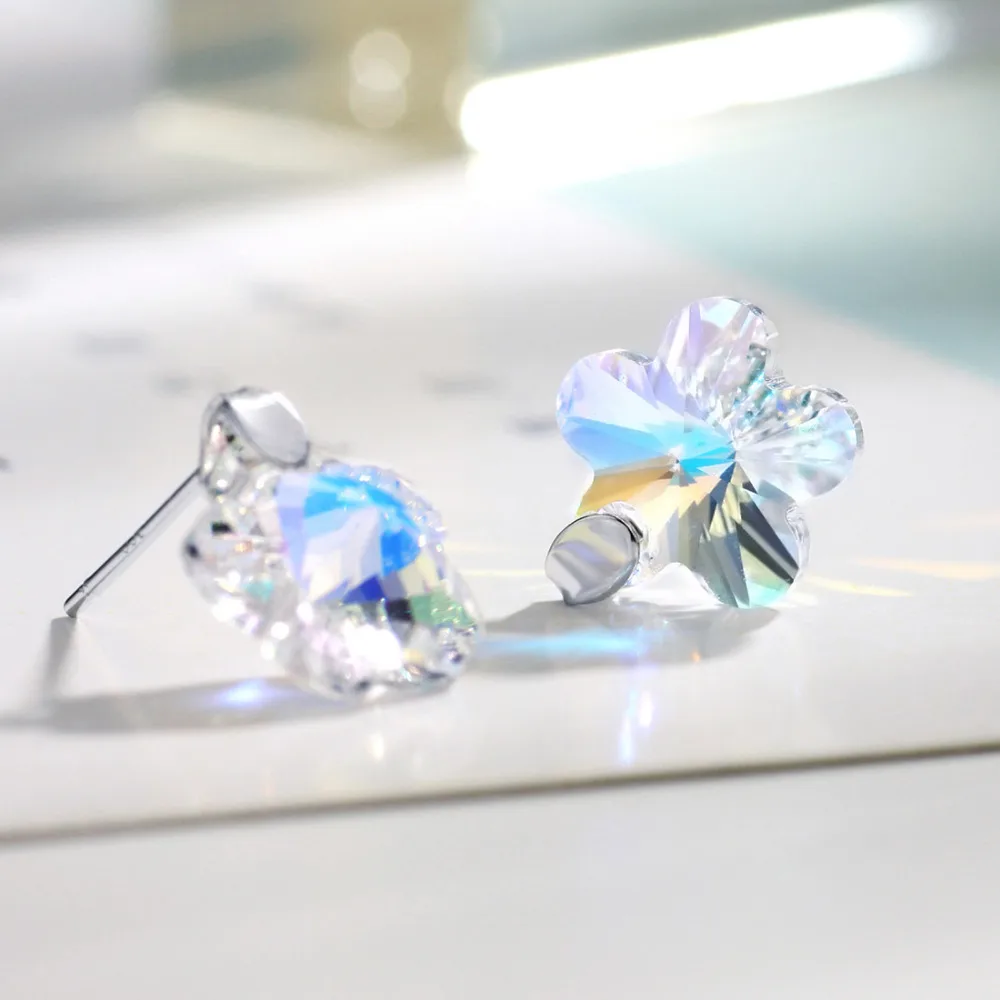 Серьги гвоздики Neoglory с австрийским кристаллом и покрытием из серебра пробы милые