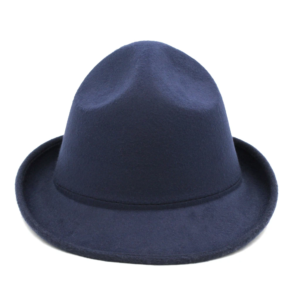 Mistdawn, модная, унисекс, шерсть, Fedora, Трилби, шапка, Гангстерские шляпы, джаз, шляпа, Канада, Канада, Канадский, Маунти, Рейнджер, шляпа - Цвет: Navy Blue