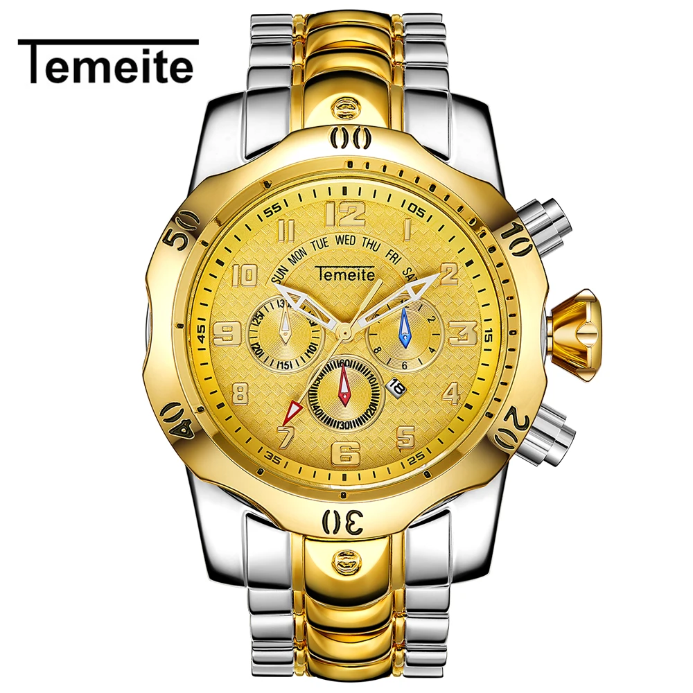 Temeite 8 Relogio Masculino Мужские кварцевые часы TEMEITE часы мужские роскошные золотые деловые мужские часы водонепроницаемые наручные часы - Цвет: Temeite 8