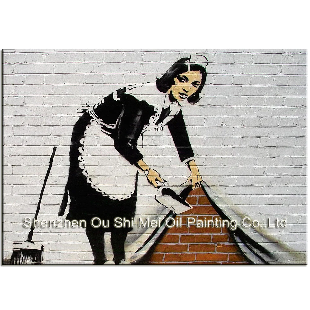 Ручная работа 3D картины горничной в уборке ручная роспись абстрактная