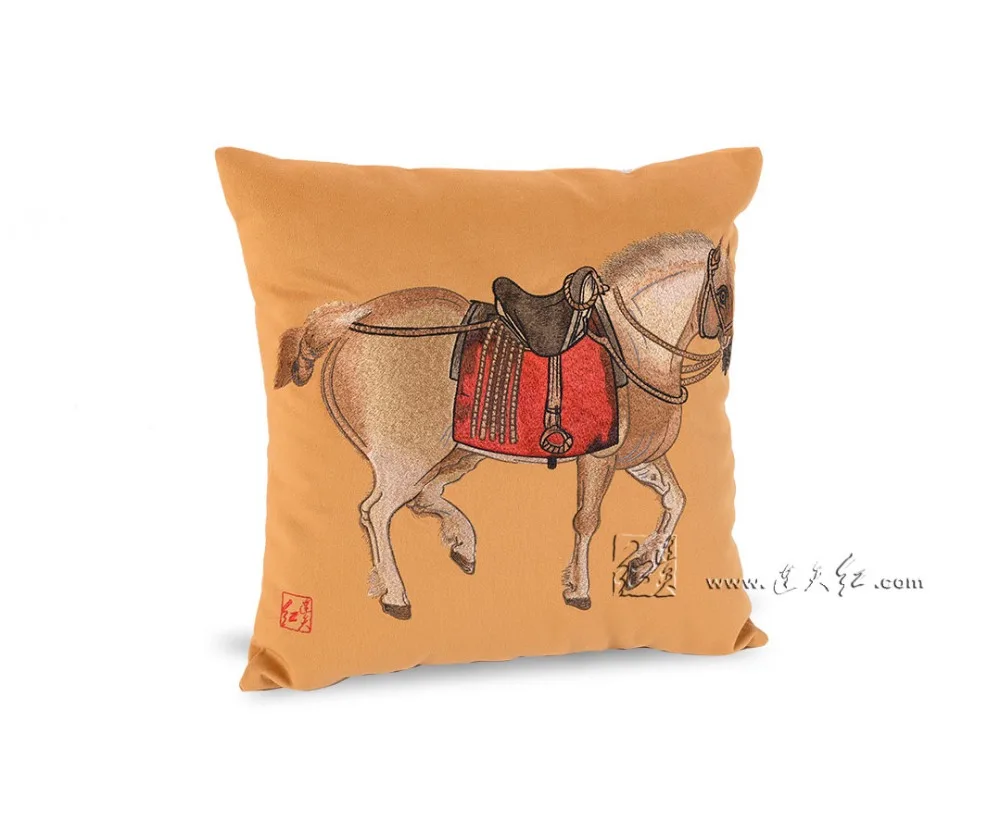 Home Decorative Throw Pillows Cushion bedding Six Steeds of Zhao Mausoleum Square 40*40 Living room Sofa Car Seat Cusion Cotton | Дом и сад