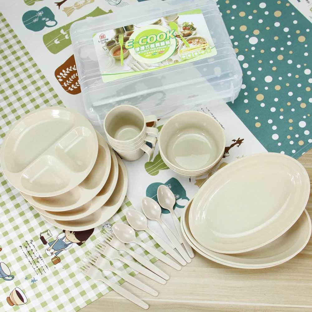 24 шт легкий барбекю ужин Практичный Прочный термостойкий набор столовых