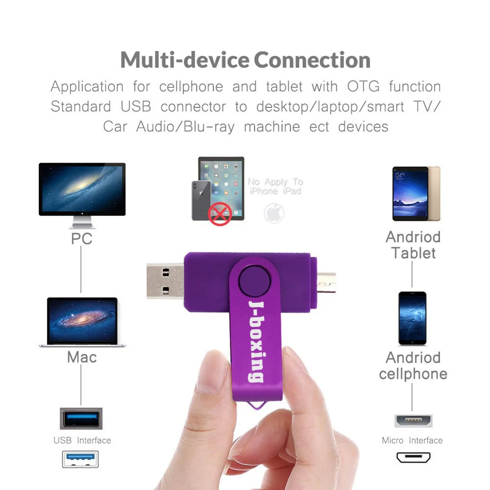 J-бокс USB флеш-накопитель OTG высокоскоростной флеш-накопитель 64 ГБ 32 ГБ 16 ГБ 8 ГБ для хранения двойной Micro USB накопитель для Android/планшетов/ПК/Mac