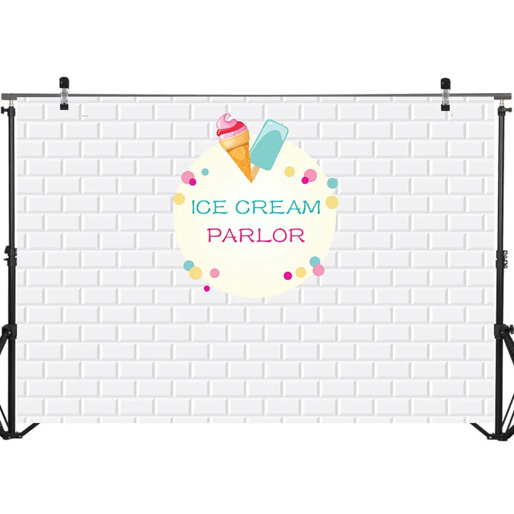 Фон для фотосъемки с изображением белой кирпичной стены мороженого гостиной дня