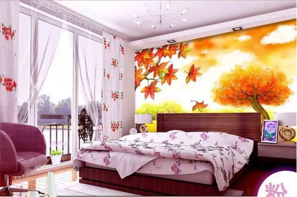 3D обои на заказ HD фото комната роспись маслом Осенний пейзаж дерево фотография ТВ