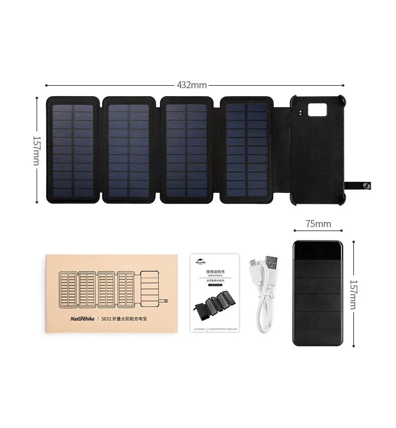 Naturehike 10000 mAh наружная Быстрая зарядка Солнечная Мобильная мощность большой емкости походный портативный складной солнечное зарядное устройство для сотового телефона