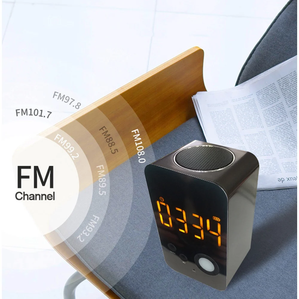 Мини Bluetooth динамик с FM ночным светом LED макияж зеркало функциональная поддержка AUX
