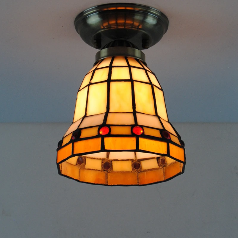 Классический потолочный Светильник Тиффани из витражного стекла 14 см E26/E27