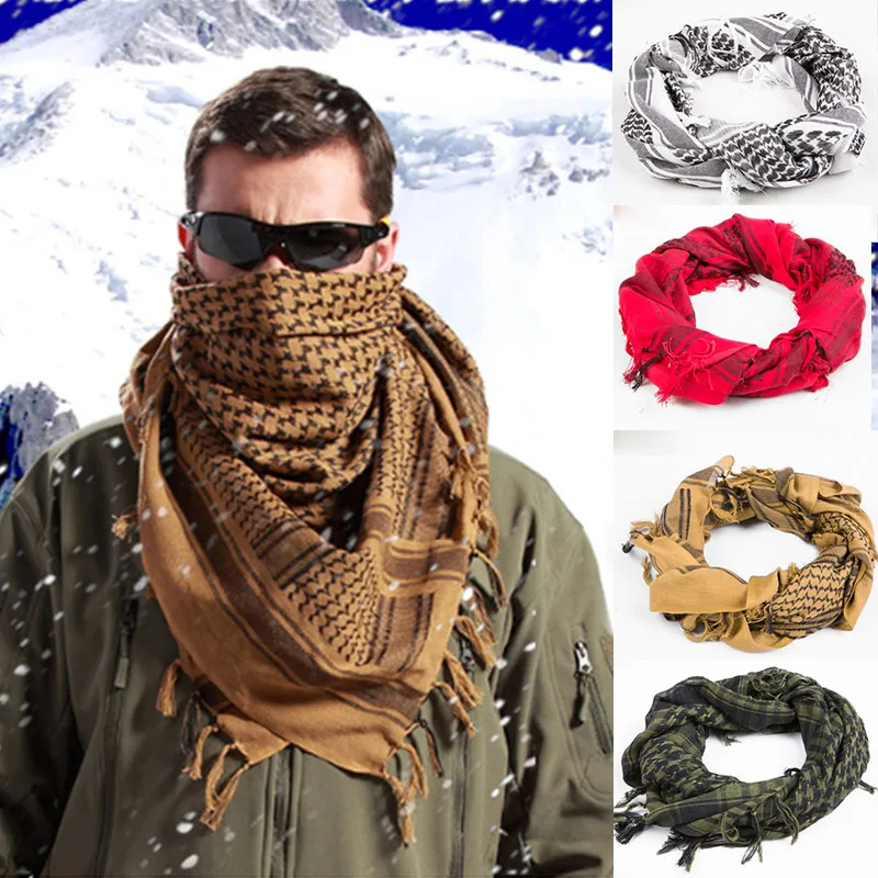 

100% Cotton Thick Muslim Hijab Tactical Desert Arabic Scarf Arab Scarves Men Winter Military Outdoor Hiking Windproof Scarf