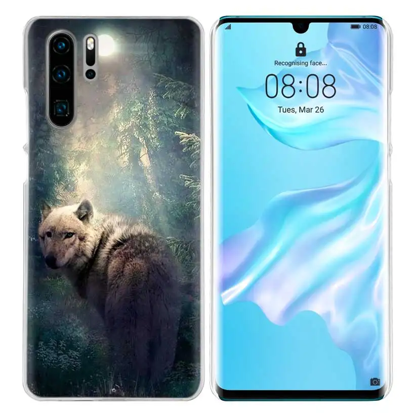 01 Волк Луна Чехол для huawei P20 P30 P Smart Nova 4 3i P10 P9 P8 Коврики 10 20 lite Pro Mini жесткий чехол для телефона pc Coque - Цвет: 01