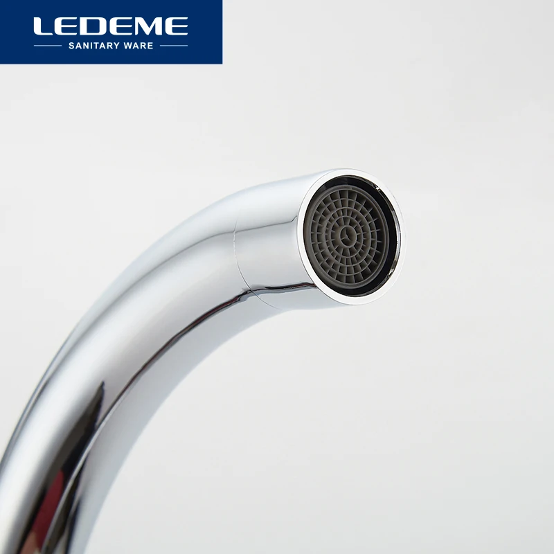 LEDEME Смеситель для кухни высокий с гайкой латунь Цвет: хром L4003|kitchen faucet brushed|kitchen