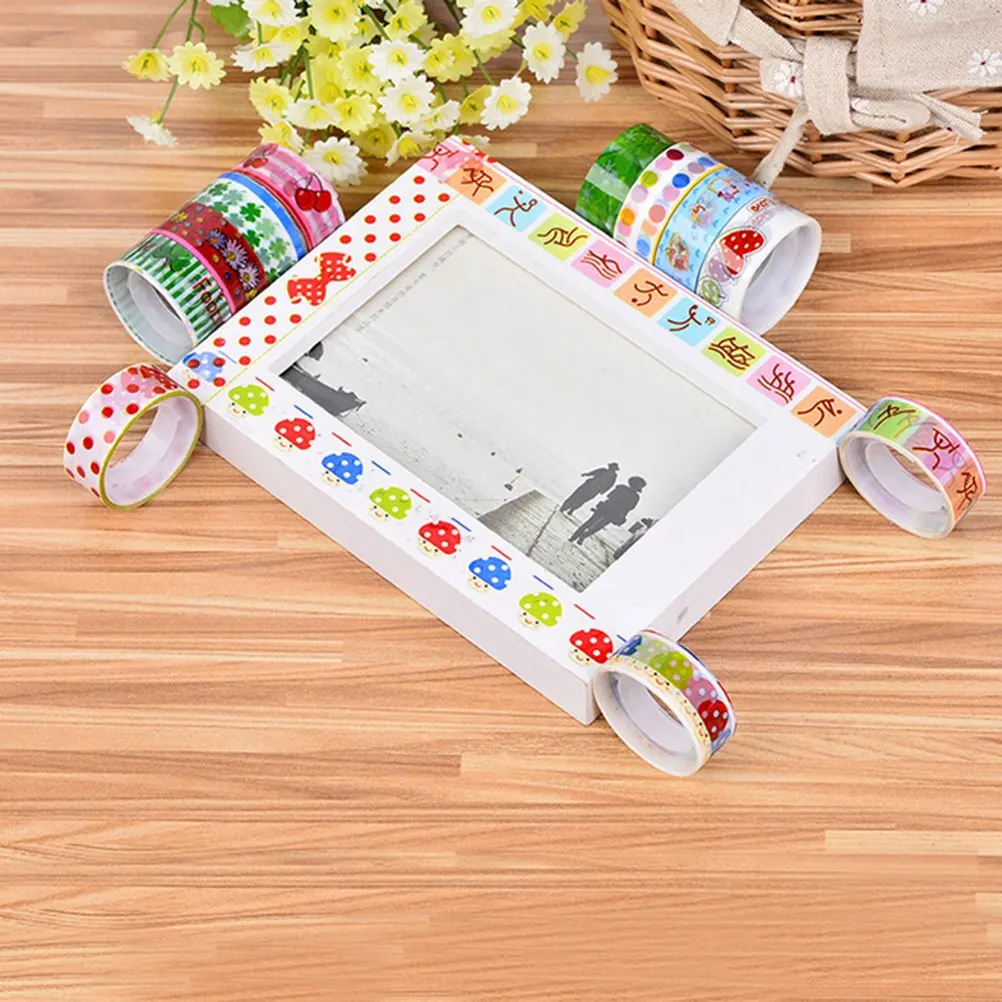 10Pcs Kawaii Lovely Cartoon Paper Scrapbooking Decorative Tape Adhesive Sticker Roll Random Pattern Wholesale | Дом и сад