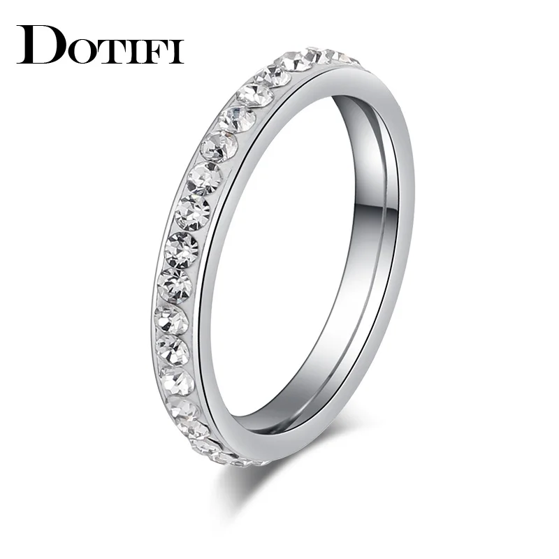 Женские кольца из нержавеющей стали DOTIFI серебряное/Золотое кольцо с кристаллом