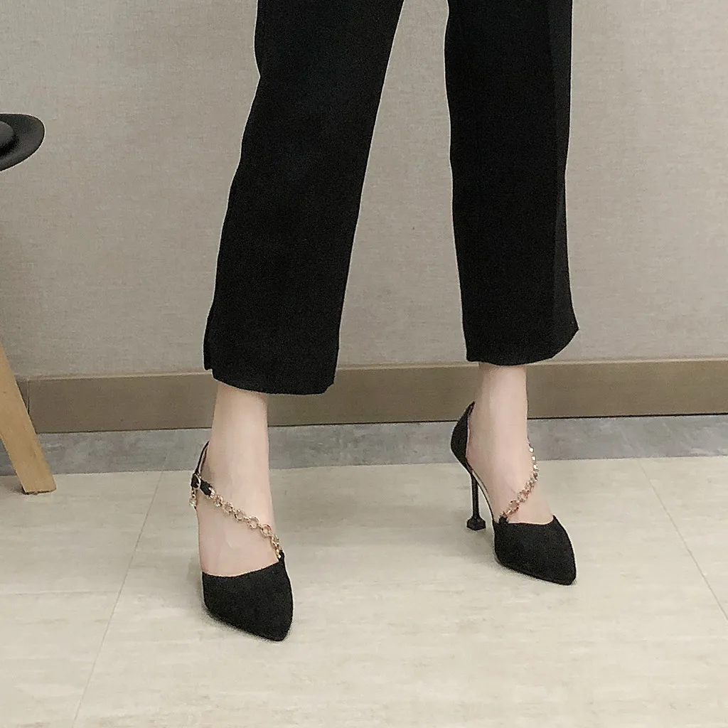 Женская обувь на высоком каблуке с пряжкой кристаллами лето 2019|Боссоножки и