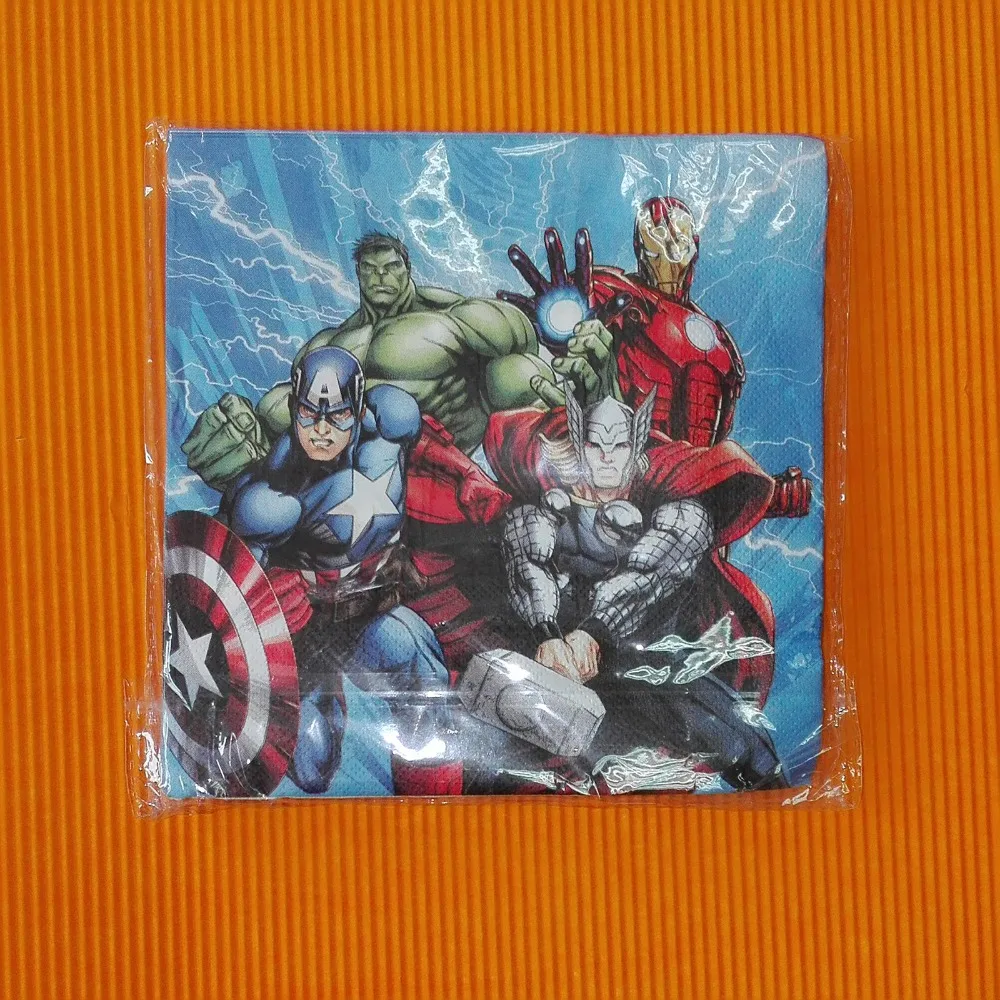 20 шт. вечерние бумажные салфетки с милым рисунком Мстителей украшение на день