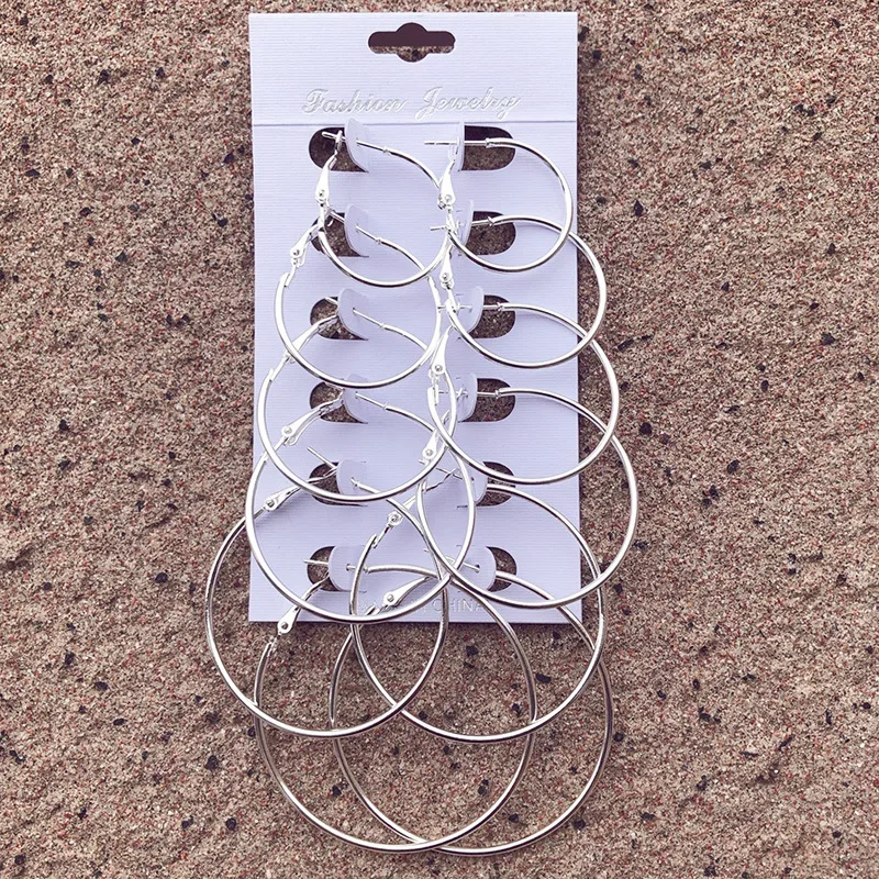 6 пар/компл. серьги круглые большие гладкие баскетбол Brincos можно носить с серебро