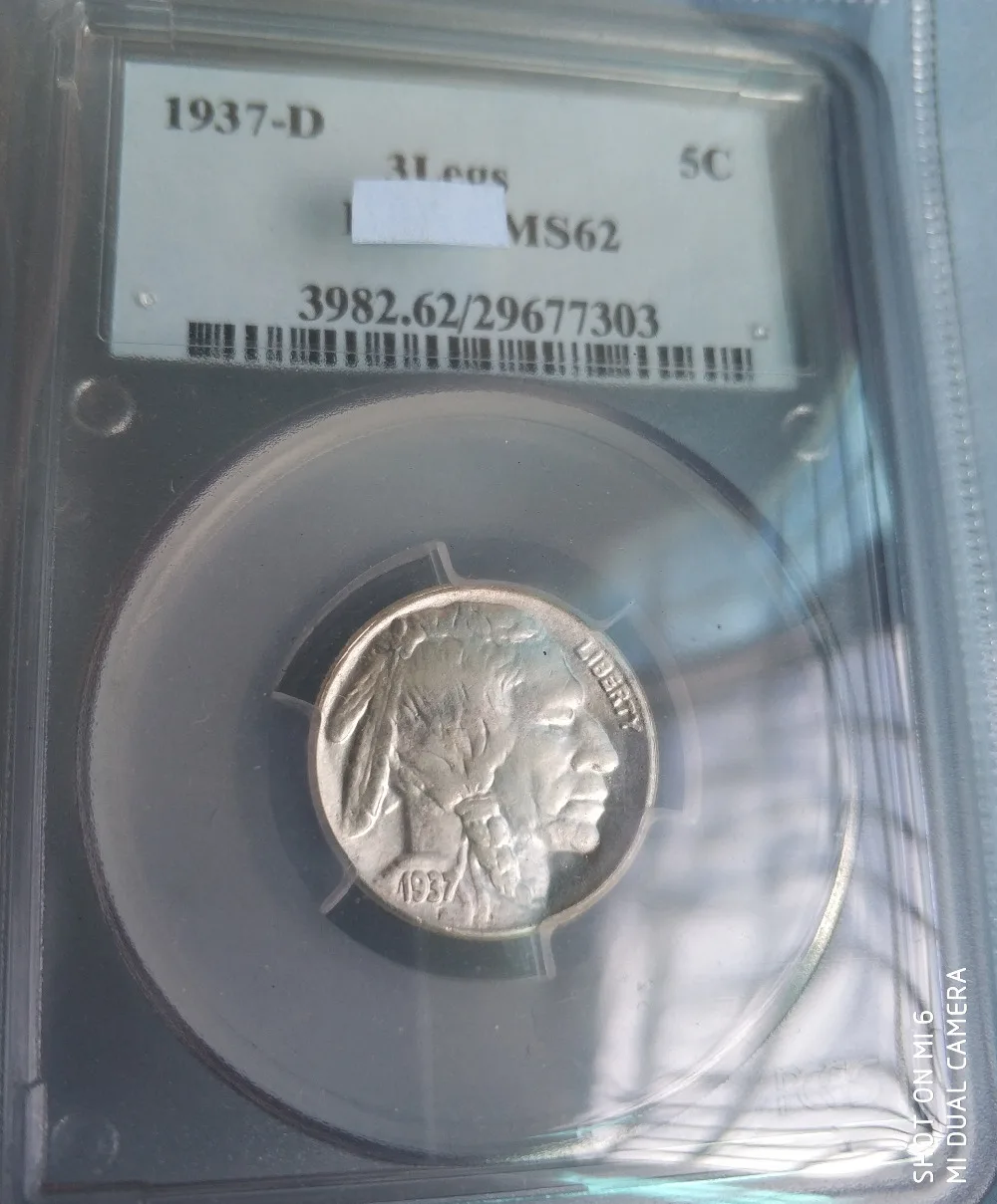 1937 D 3 ножки с гравировкой в виде американского бизона из никеля