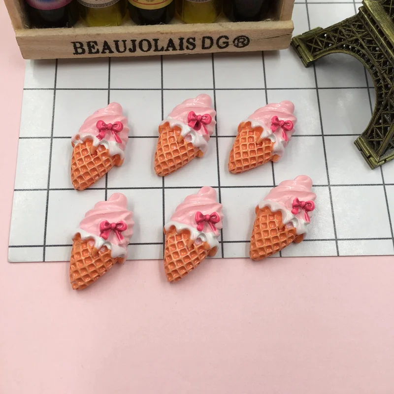 Миниатюрный каваи из смолы Лидер продаж мороженое кабошон с плоской задней