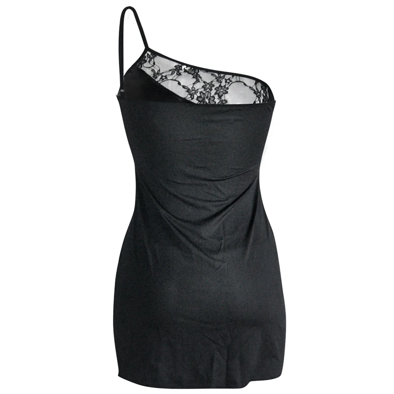 Женское мини платье на одно плечо сексуальное прозрачное из виниловой кожи для