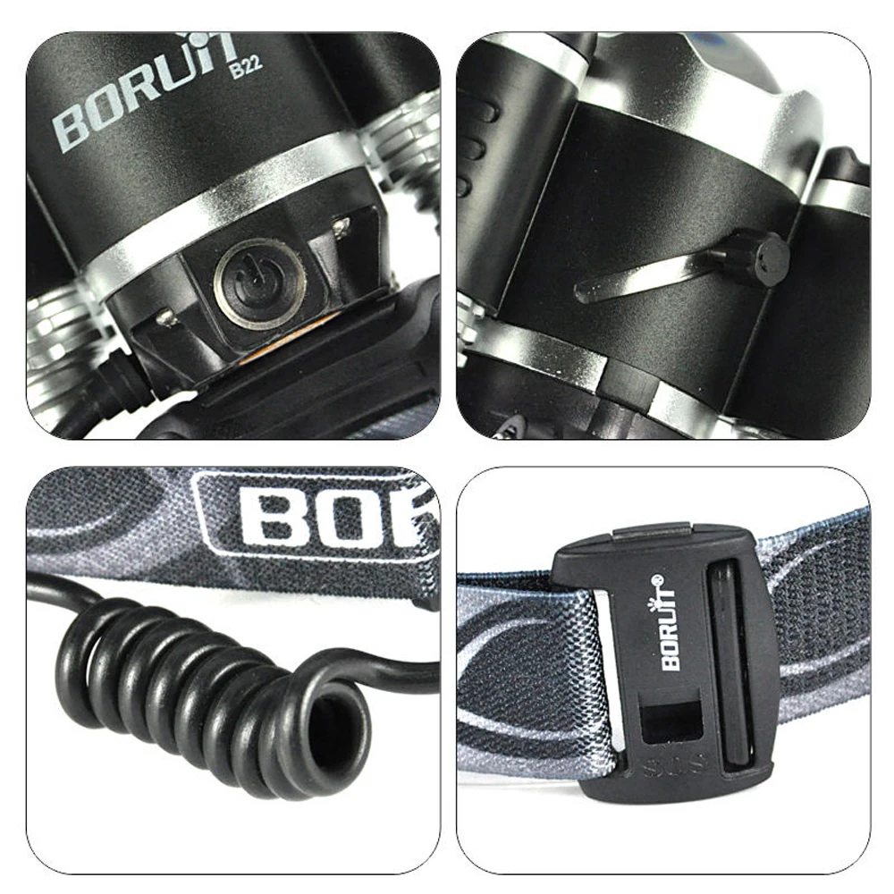 BORUIT B22 Перезаряжаемые масштабируемой XM-L2 2* XPE Белый светодиодный зум фары Micro USB фар налобный фонарь 18650 батареи PCB