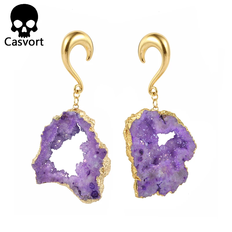 Casvort 2 шт. Новое поступление затычки для ушей из драгоценных камней Висячие