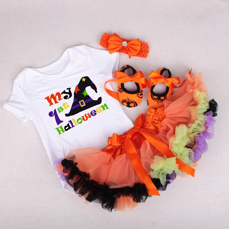4 шт./компл. счастливый костюм на Хэллоуин для детей одежда боди маленьких девочек