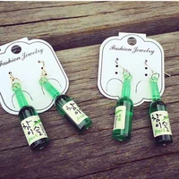 korean fashion creative fun punk ladies earrings pendant acrylic beer bottle earrings ladies jewelry 2020