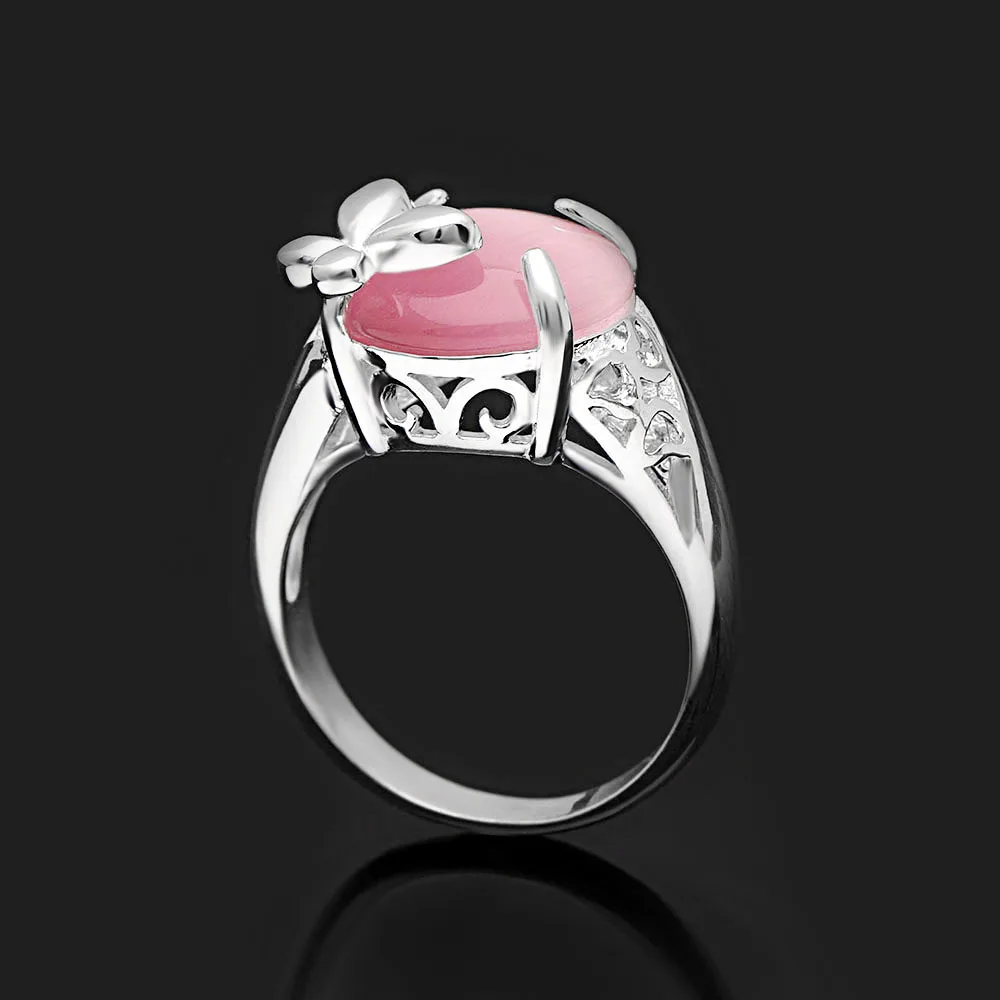 Hainon недорогие большие кольца с розовым и белым огненным опалом для женщин Модные