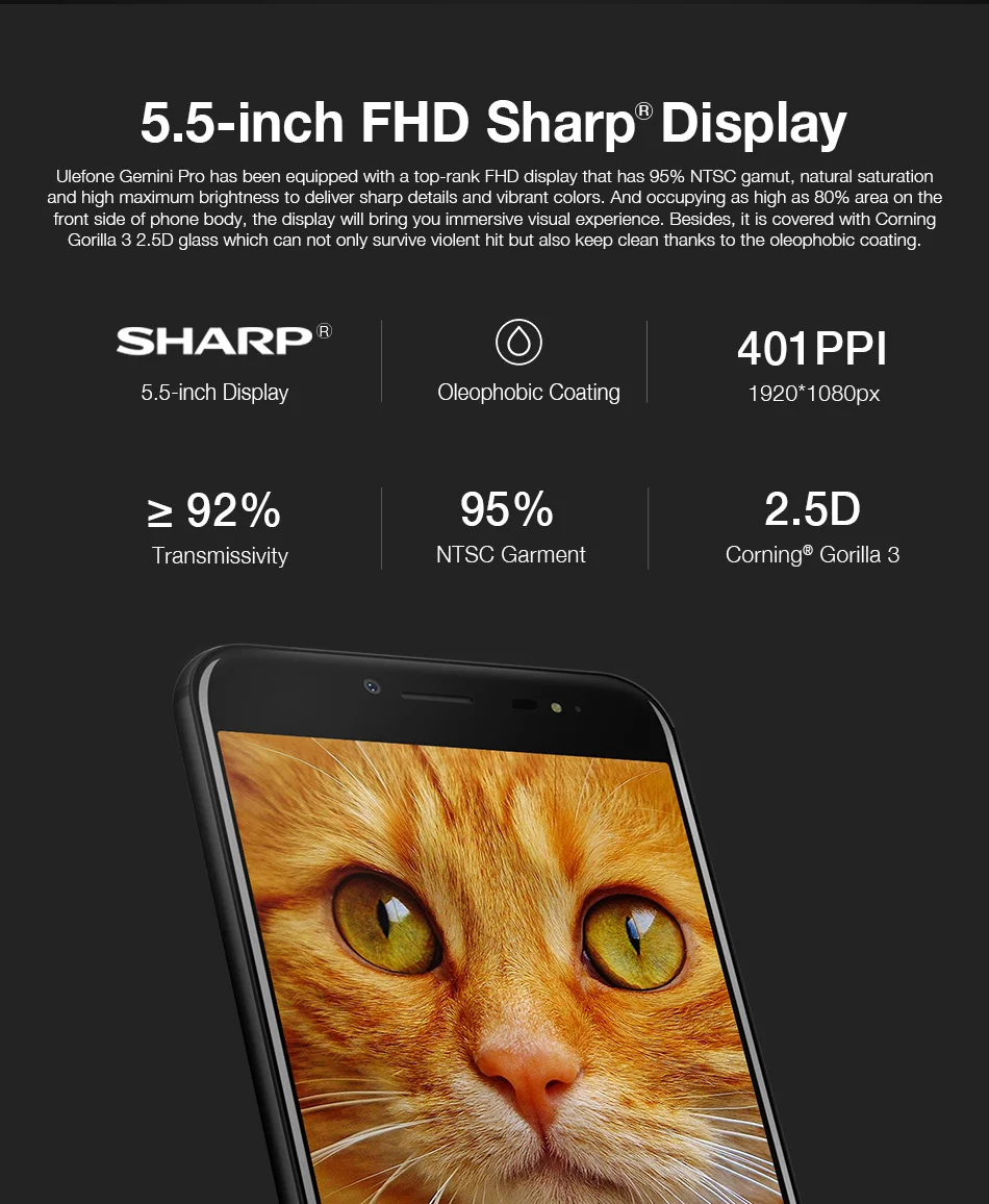 Мобильный телефон Ulefone Gemini Pro, 4 ГБ, 64 ГБ, MTK6797 Deca Core, 5,5 дюймов, FHD, Android 7,1, двойная задняя камера, 13 м+ 13 МП, отпечаток пальца, 4G, смартфон