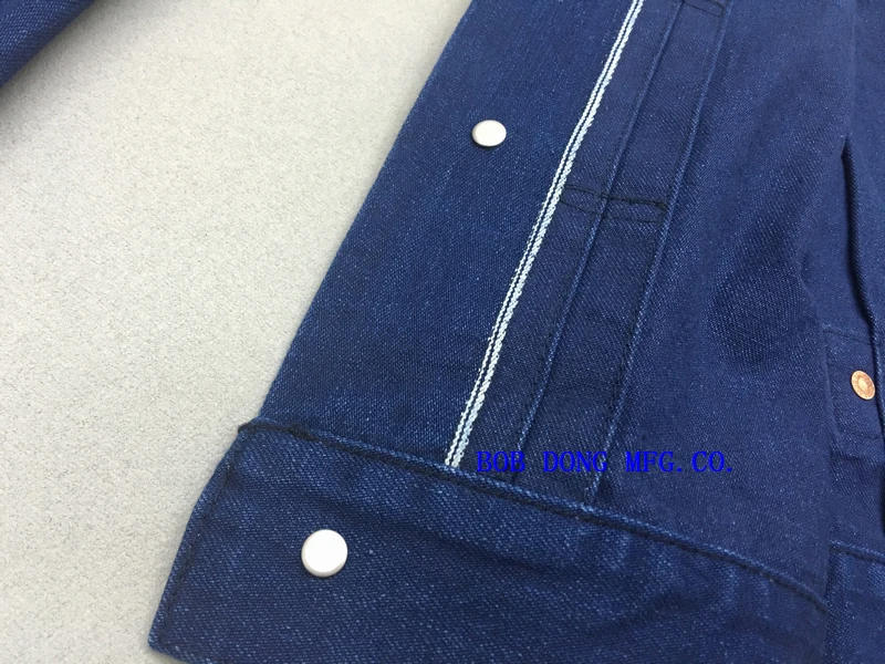 Мужская джинсовая куртка Bob Dong винтажная короткая цвета индиго 13 унций модель 506xx