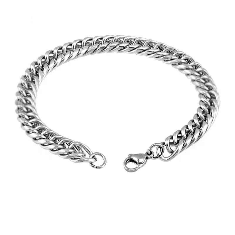 Мужской двухконтурный браслет Simsimi закругленный угловой из нержавеющей стали