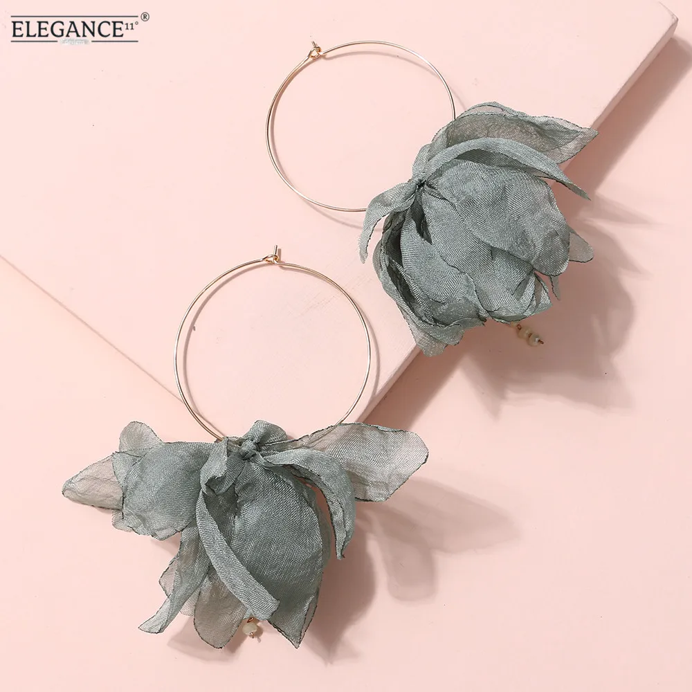 ELEGANCE11, большие серьги-кольца для женщин, серьги в виде цветка, модная подвеска с бусинами из кристаллов, длинные серьги, ювелирное изделие, подарок для женщин