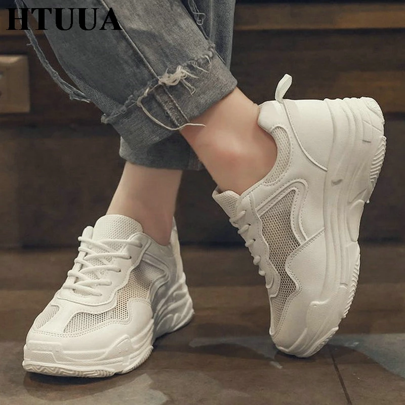 HTUUA/Коллекция 2019 года Дизайнерские кроссовки на платформе женская