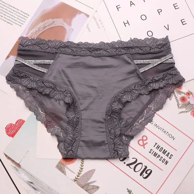 SP&CITY Luxurious Solid Seamless Panties Sexy Underwear For Woman Hot Stamping Cross Ice Silk Female Lace Side Briefs Lingerie