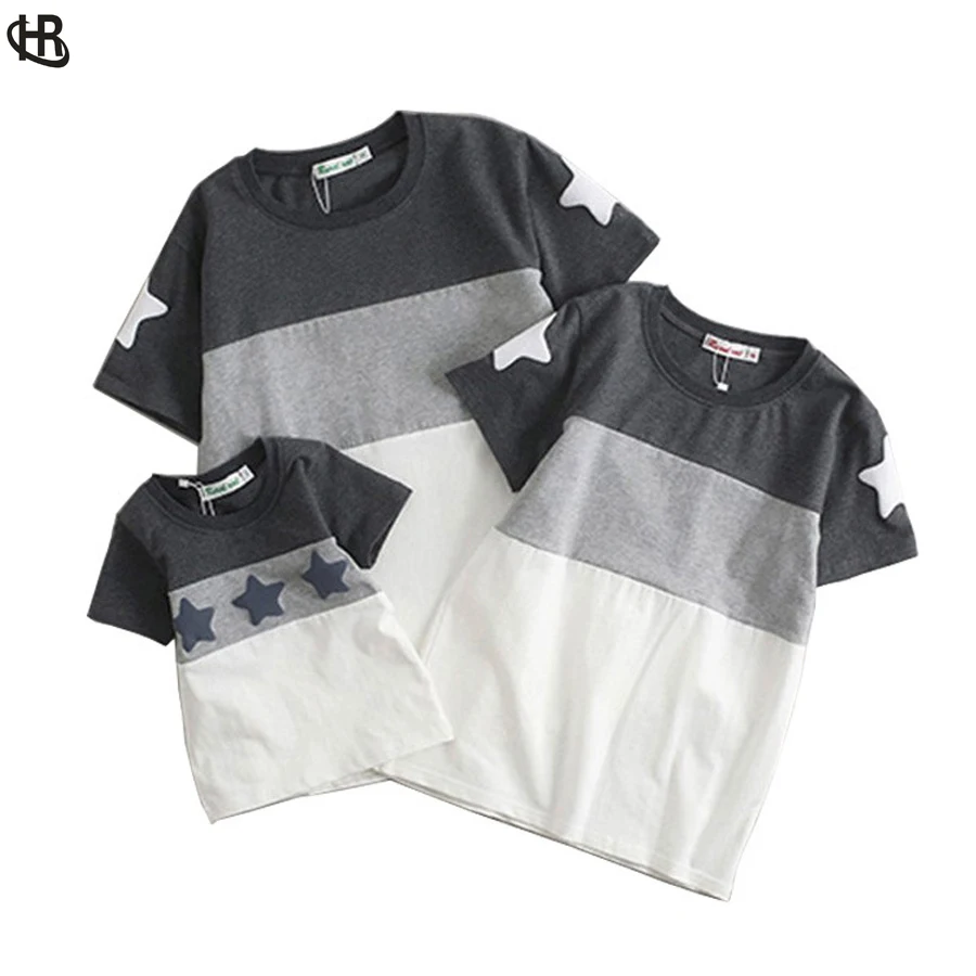 H & R/Модная одежда для семьи хлопковая футболка с короткими рукавами и вышивкой в