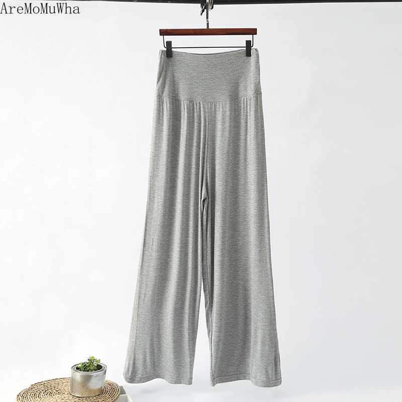 AreMoMuWha Модальные широкие брюки женские летние Уайлд Высокая талия прямые