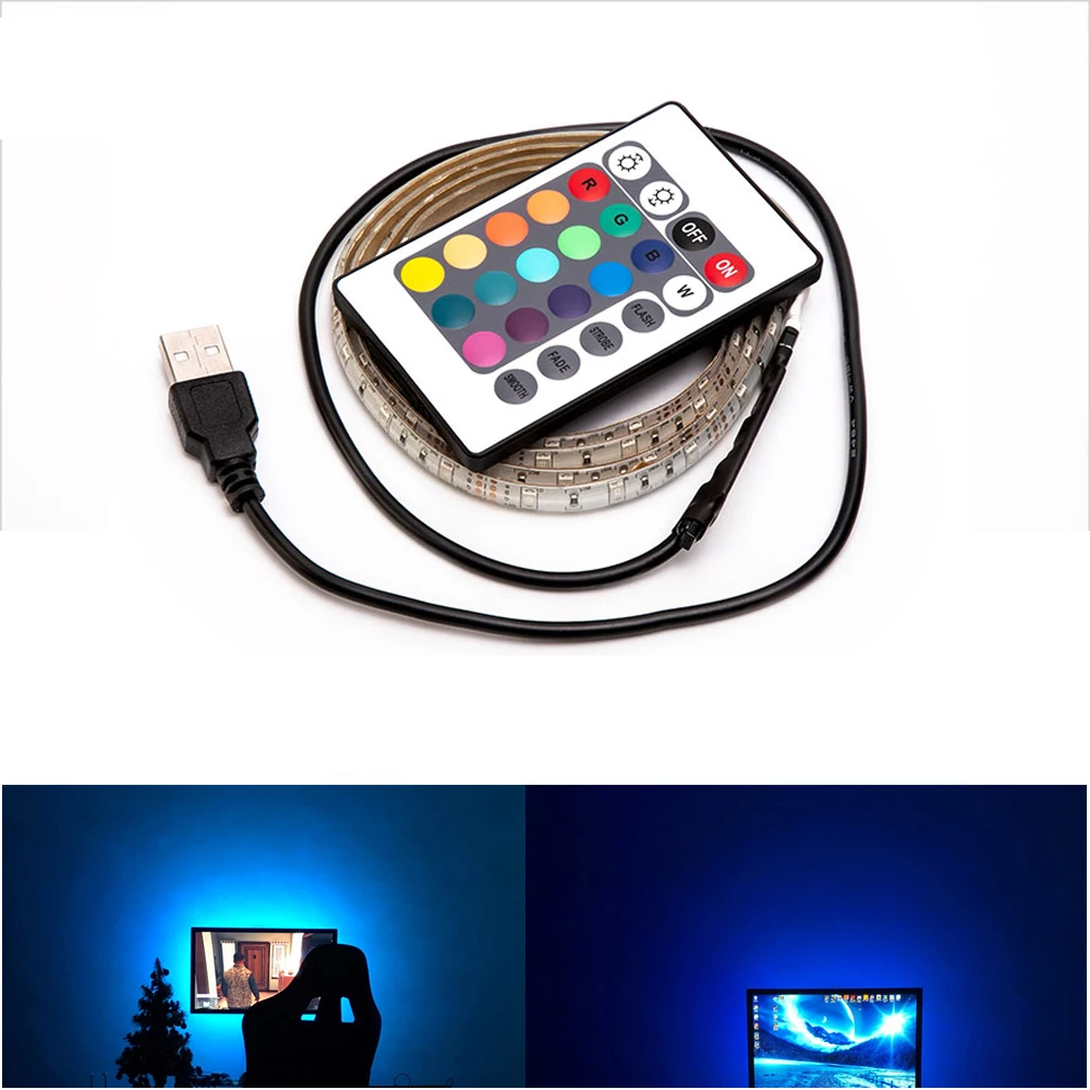 Светодиодная лента с питанием от USB 5 в постоянного тока RGB 2835 SMD 1 м 2 3 4 ТВ