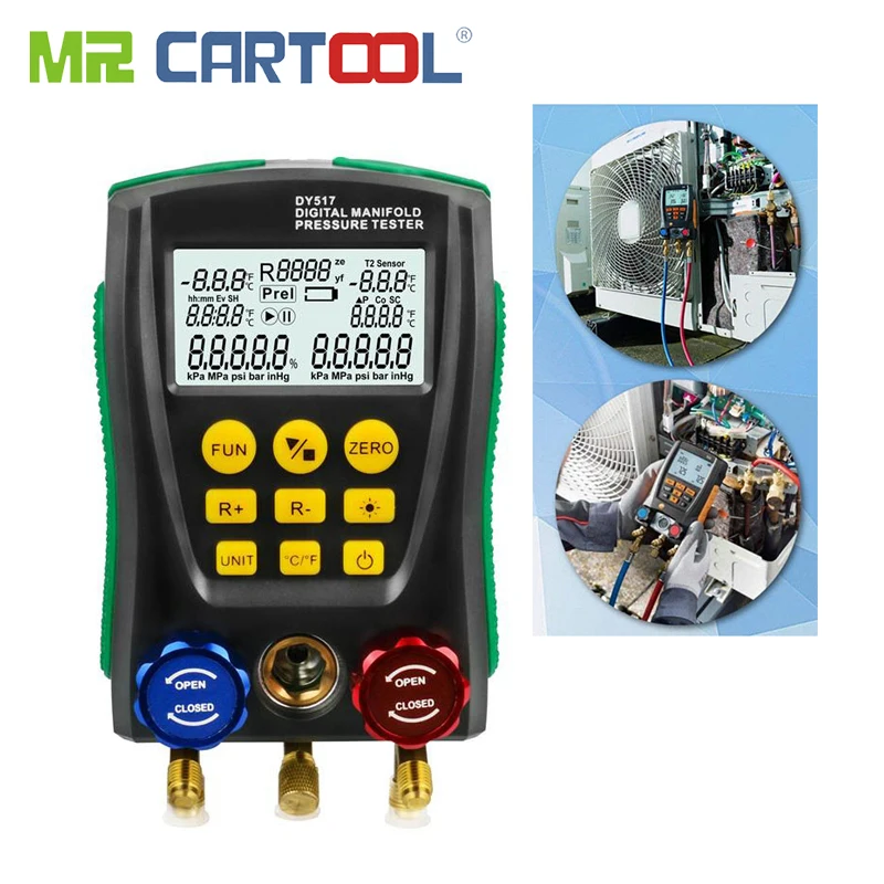 MR CARTOOL хладагент инструменты цифровой фторид стол HVAC манометр метр давление
