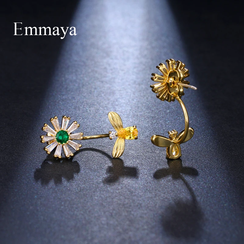 Emmaya модный бренд Сияющий Цветок AAA кубический циркон серьги в форме хризантемы для женщин Свадебные витиеватые ювелирные изделия на день рождения вечерние подарок