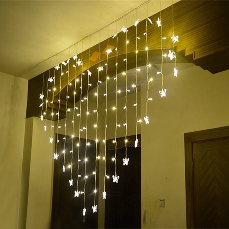 

LED Fairy Light Garden Party Christmas Lights 2m Led Curtain String Garland Romantic Lighting Outdoor Wedding Decoration