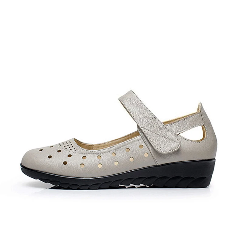 Женские босоножки из натуральной кожи на танкетке | Обувь