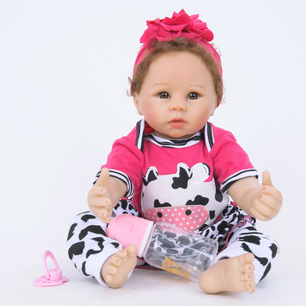 Кукла-реборн с тканевым телом из экологически чистого силикона реалистичного вида на 22 дюйма - игрушка в подарок к дню рождения.