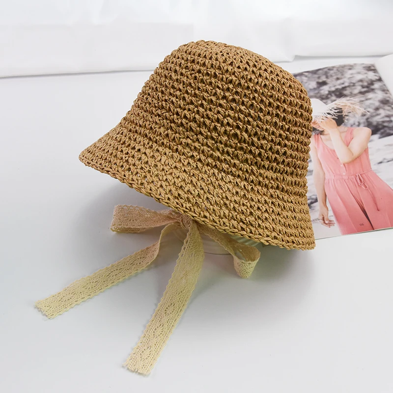 2019 Spring and summer women baby girl fisherman hat cute lace cap 1-4 years old children's sun visor straw parent-child | Детская