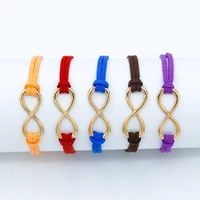 12 colors double leather woven chains lucky number 8 shape charm fashion adjustable bracelets for women