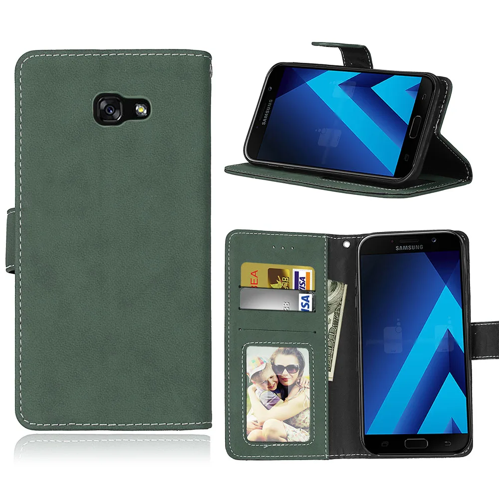 Green Для samsung Galaxy A7 чехол A720 чехол Роскошный флип из искусственной кожи Fundas для samsung A 7 чехол A 720 Coque 5,7 ''чехол для телефона s - Цвет: Green