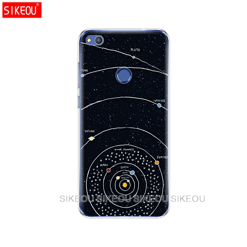 Силиконовый чехол для телефона Huawei P20 P7 P8 P9 P10 Lite Plus Pro 2017 p smart 2018 Space Moon Cute Cat black |