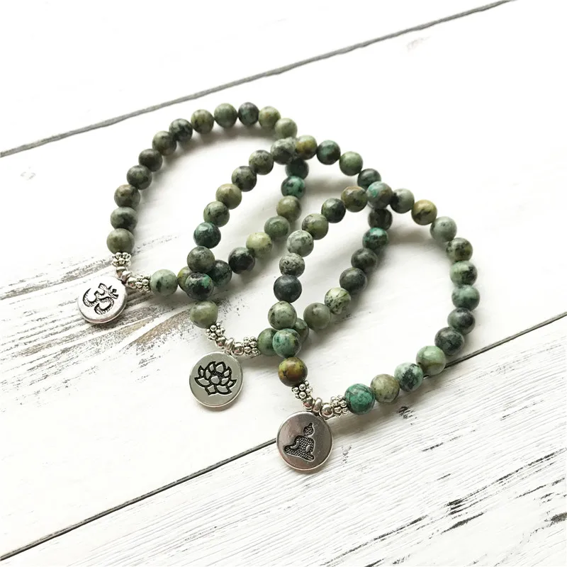 African Turquoises Bracelet Wrist Mala Beads Healing Crystals Chakra Jewelry New Beginnings Emotional Balance Personal Growth | Украшения и