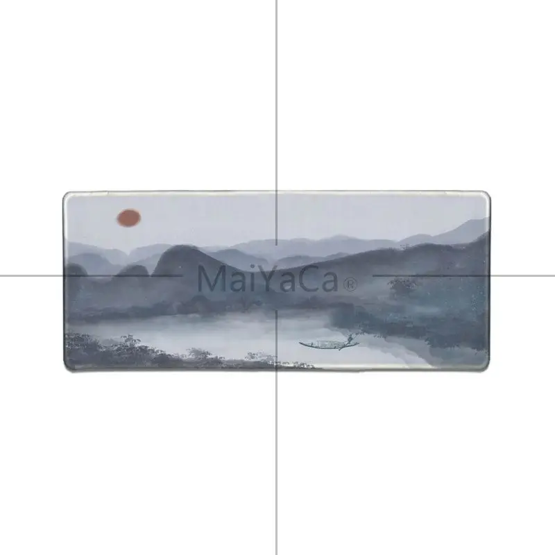 Lock Edge 40X90cm Maiyaca китайский пейзаж живопись резиновая мышь Прочный Коврик для мыши на стол коврик для мыши Высокое качество DIY картина с краем блокировки - Цвет: Lock Edge 40X90cm